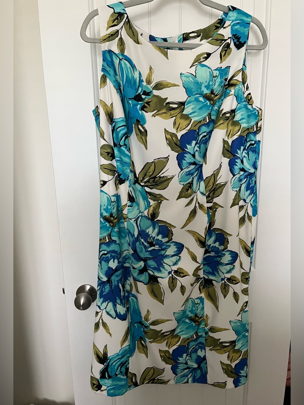 2/$25 Dress Barn Sleeveless Floral MIDI Dress in Aqua & Olive size 14
